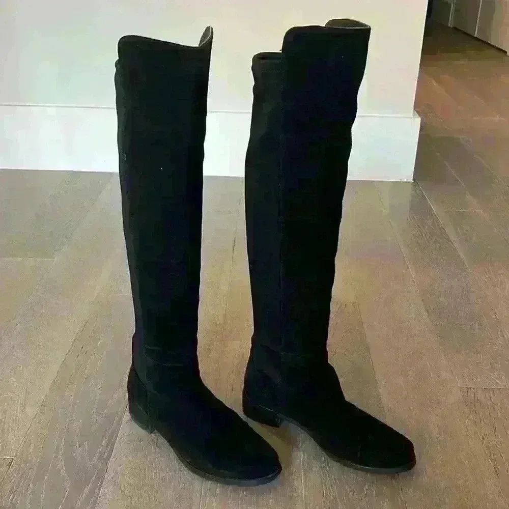 Blonde Velma Waterproof Suede Over-the-Knee Boots - Picture 4 of 12